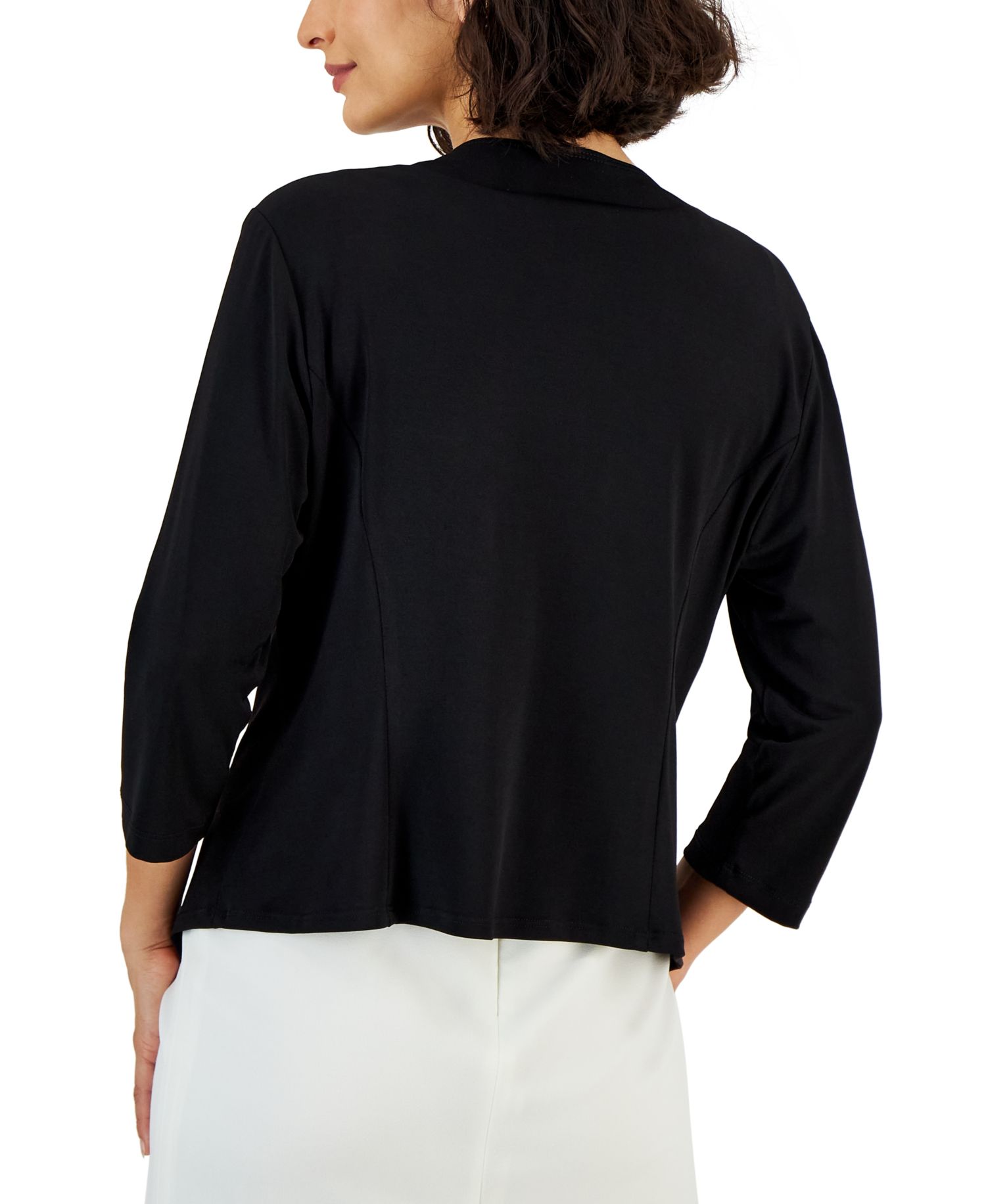 Three-Quarter-Sleeve Ruffle Sweater