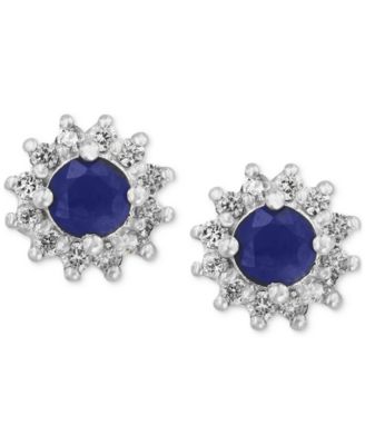 EFFY Collection - Sapphire (5/8 ct. t.w.) and Diamond (1/4 ct. t.w.) Stud in 14k White Gold