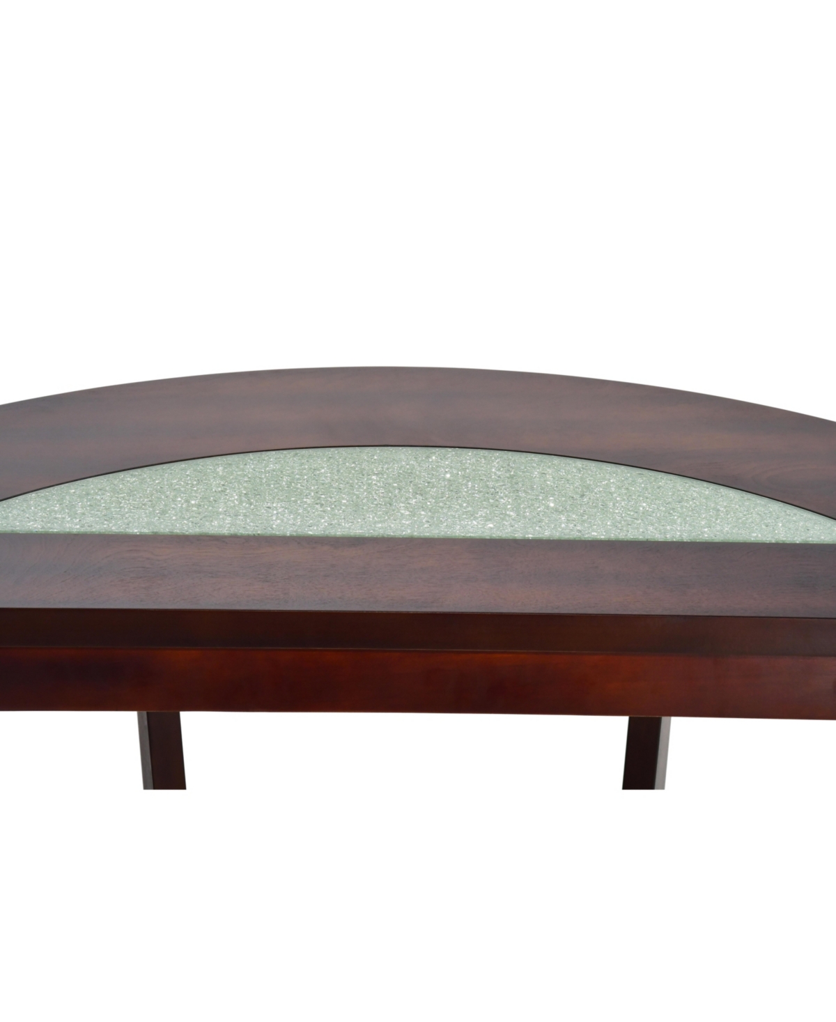 Steve Silver Rafael Demilune Merlot Wood Sofa Table with Cracked Glass Insert
