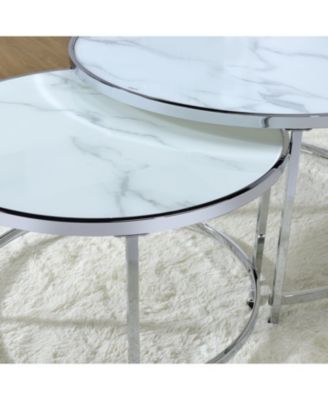 Steve Silver Rayne 36" Round Faux Marble Nesting Cocktail Tables