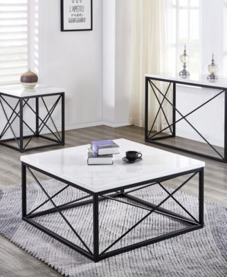 Steve Silver Skyler 36" Square Marble and Metal Cocktail Table