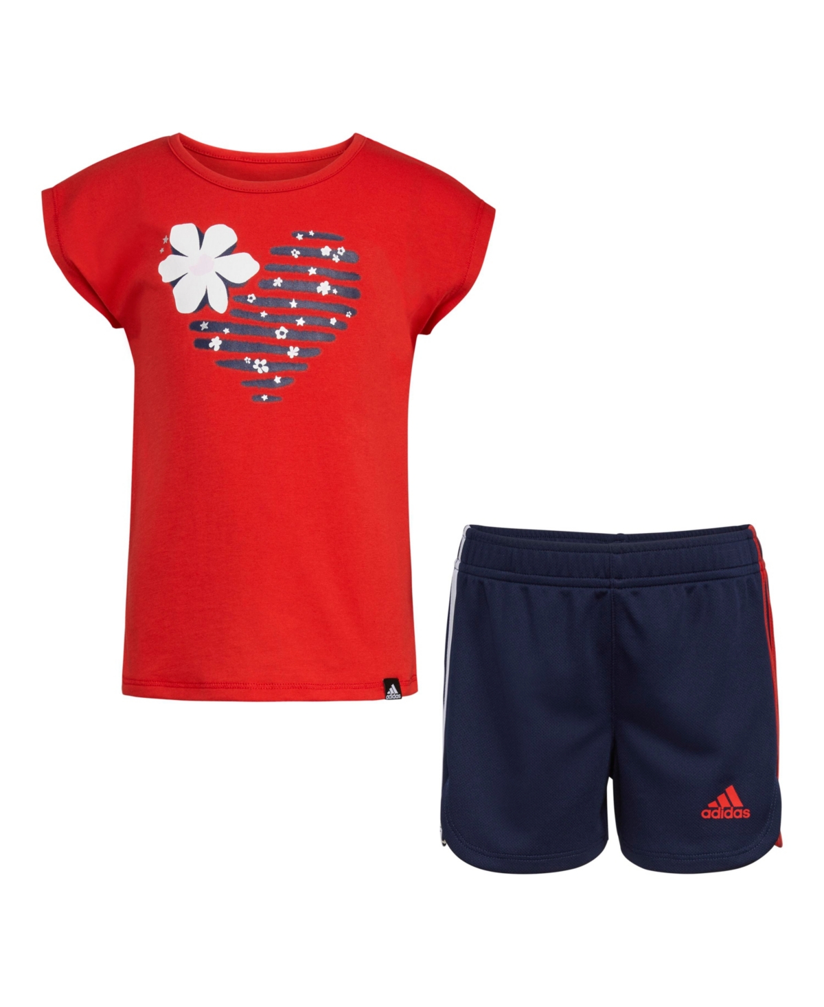 Adidas Originals Kids' Toddler Girls Graphic T-shirt And Mesh Shorts, 2 Piece Set In Better Scarlet