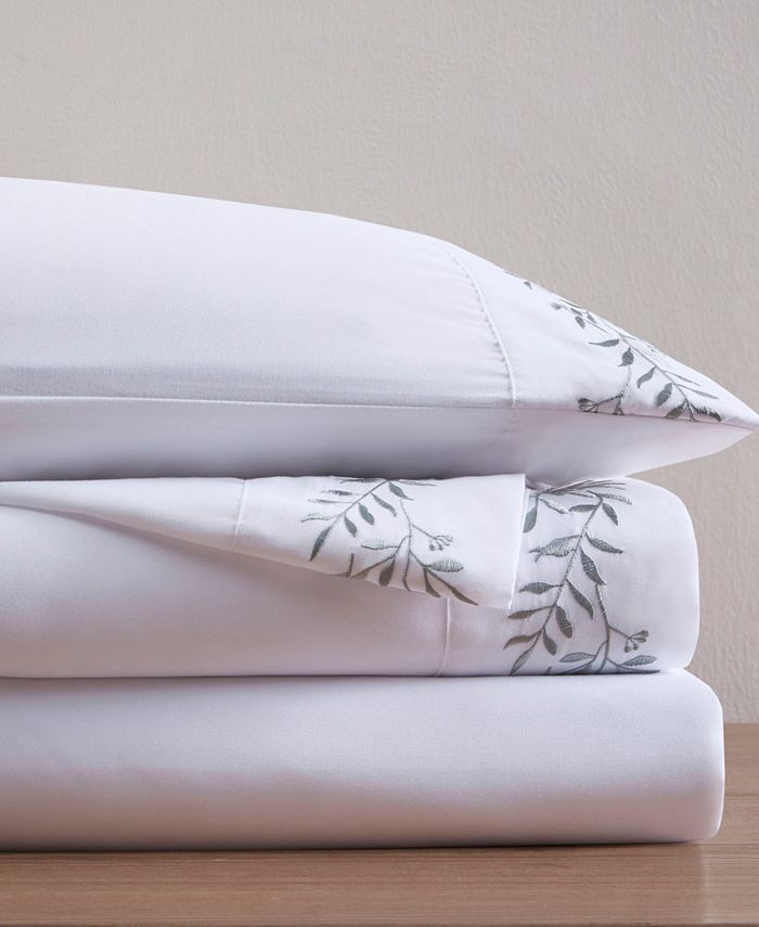 Madison Park Embroidered Microfiber 4 Piece Sheet Set, King Macy's