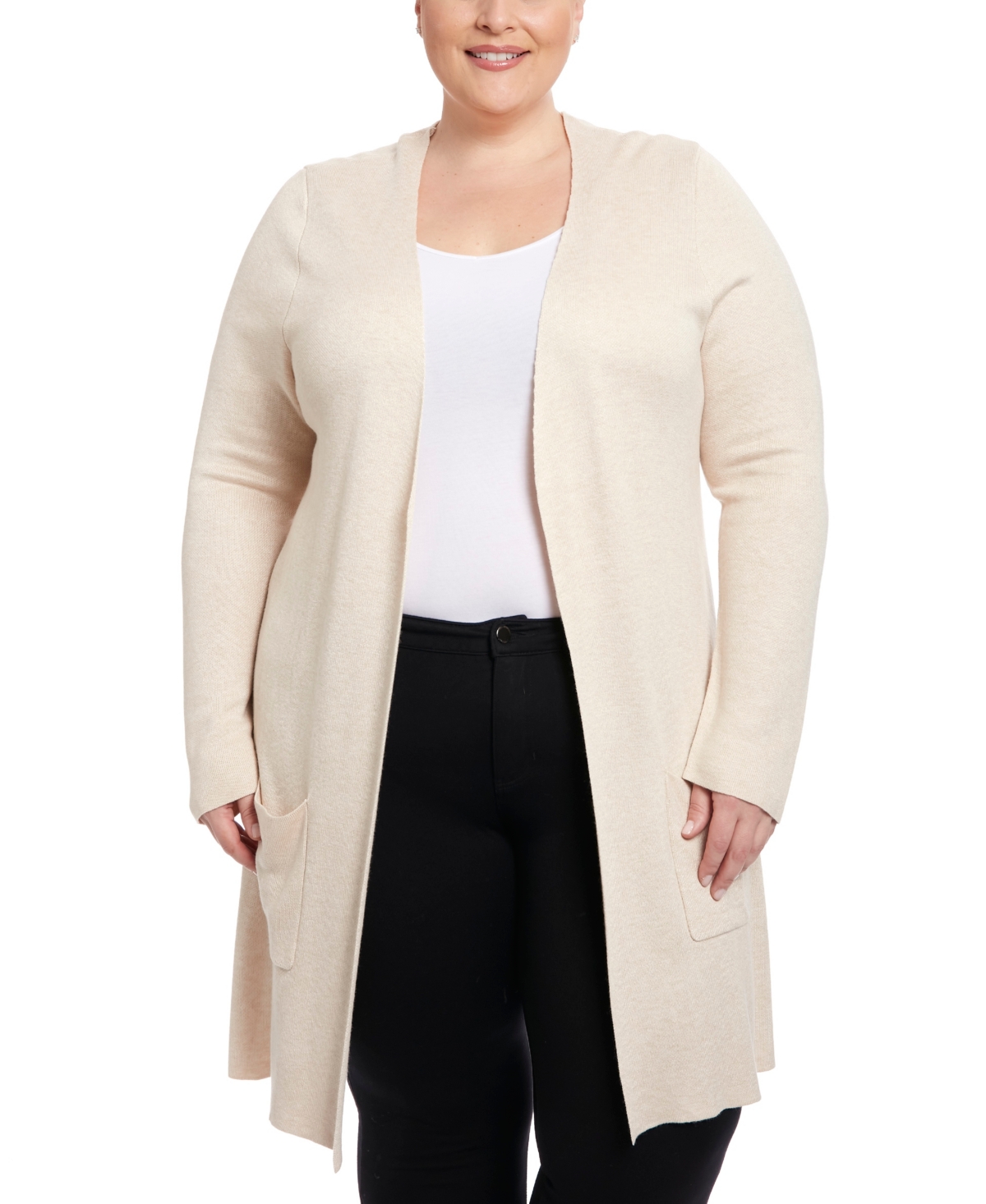 Joseph A Plus Size Open-Front Duster Cardigan Sweater