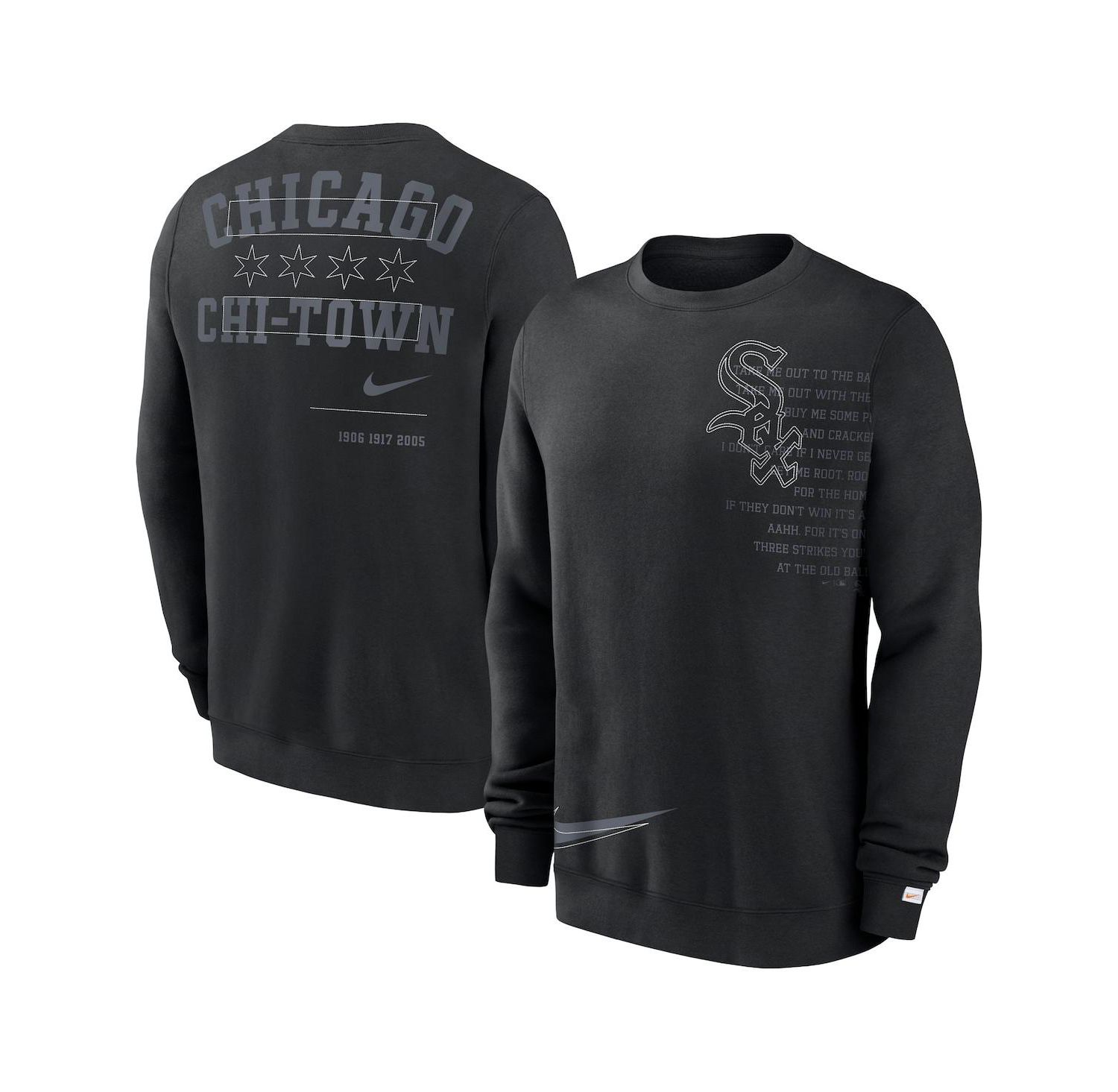 Men's Black Chicago White Sox Statement Ball Game Fleece Pullover Sweatshirt