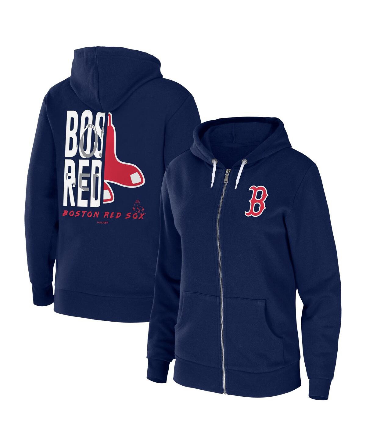 Women's Wear by Erin Andrews Navy Boston Red Sox Sponge Fleece Full-Zip Hoodie - Navy