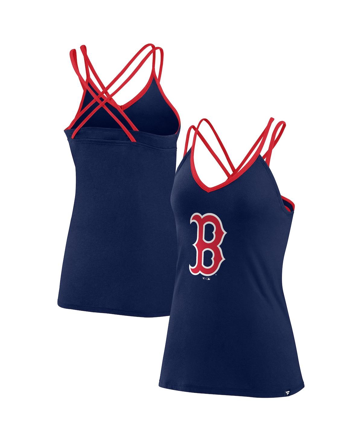 Shop Fanatics Women's  Navy Boston Red Sox Barrel It Up Cross Back V-neck Tank Top