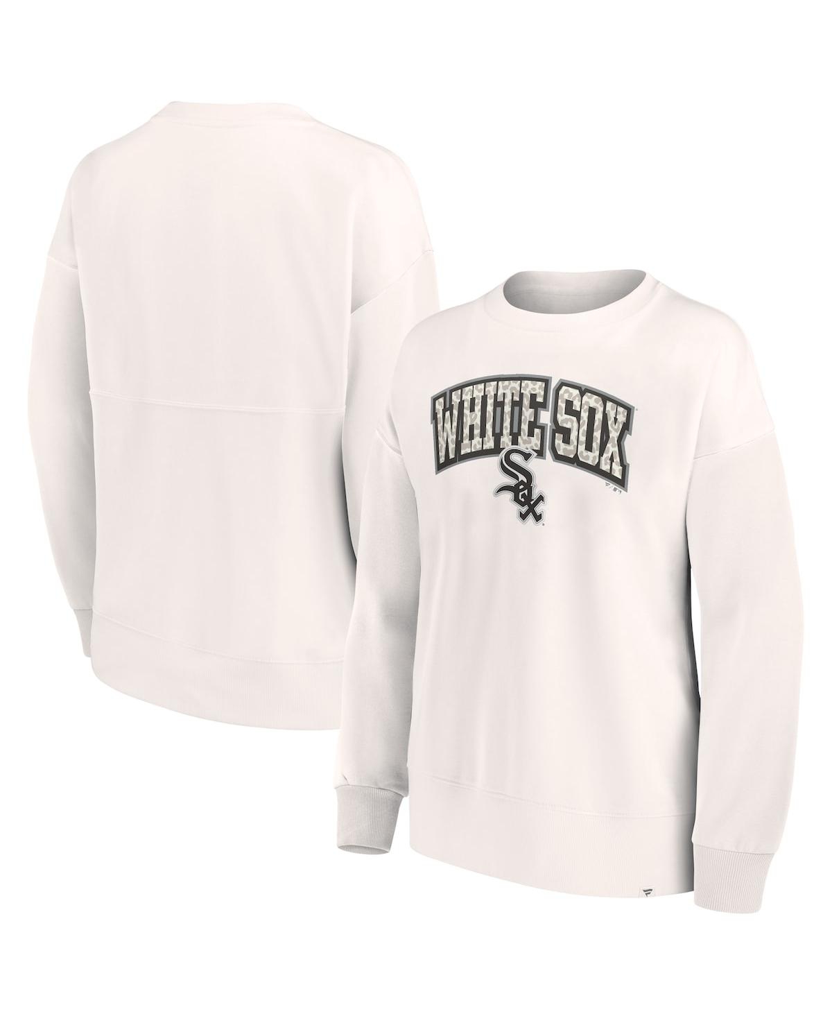 Shop Fanatics Women's  Cream Chicago White Sox Leopard Pullover Sweatshirt