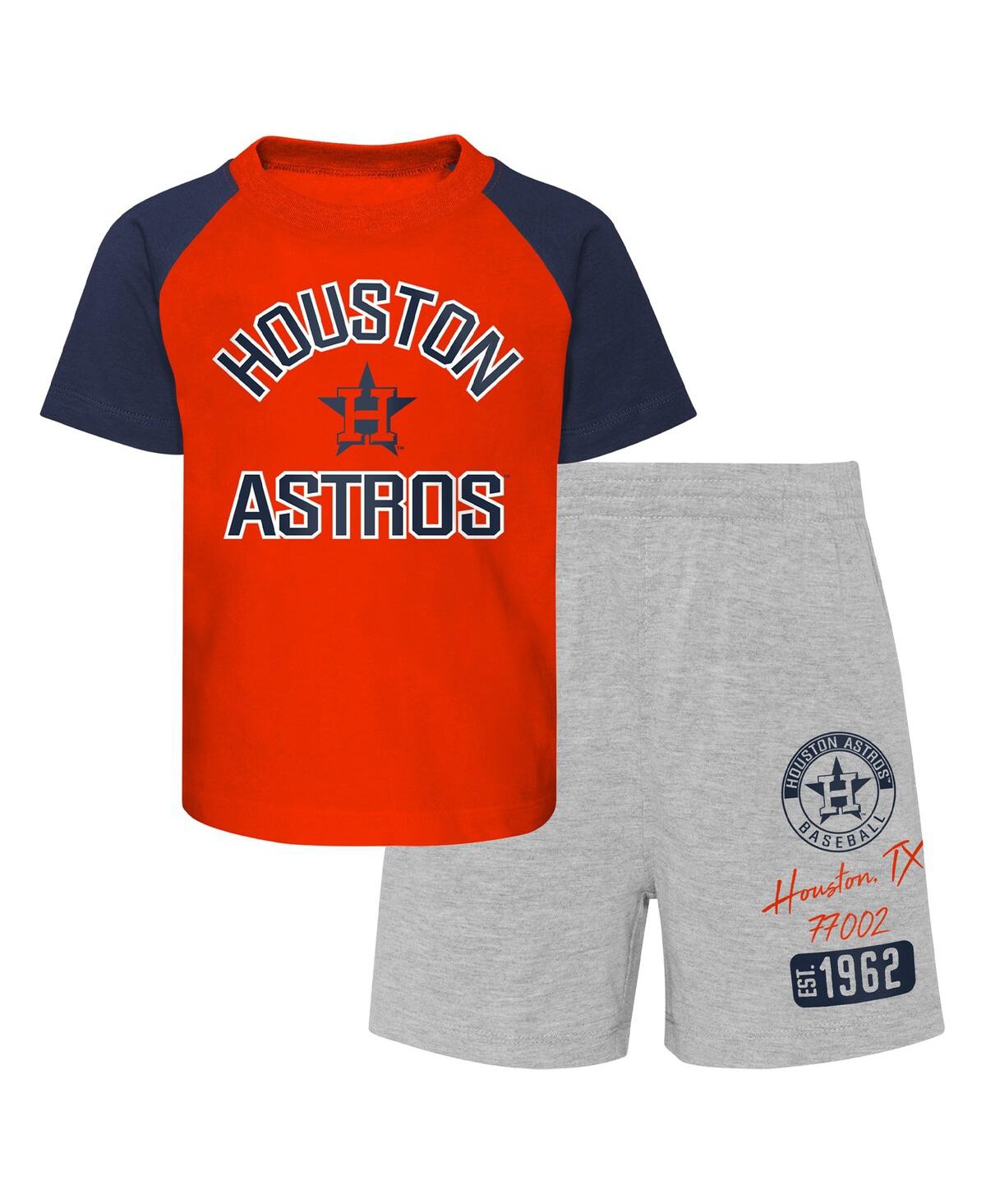 Shop Outerstuff Infant Boys And Girls Orange, Heather Gray Houston Astros Ground Out Baller Raglan T-shirt And Short In Orange,heather Gray