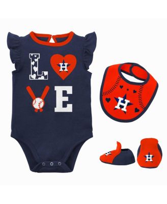 Outerstuff Newborn and Infant Boys and Girls Navy, Orange Houston Astros  Three-Piece Love of Baseball Bib Bodysuit and Booties Set - Macy's