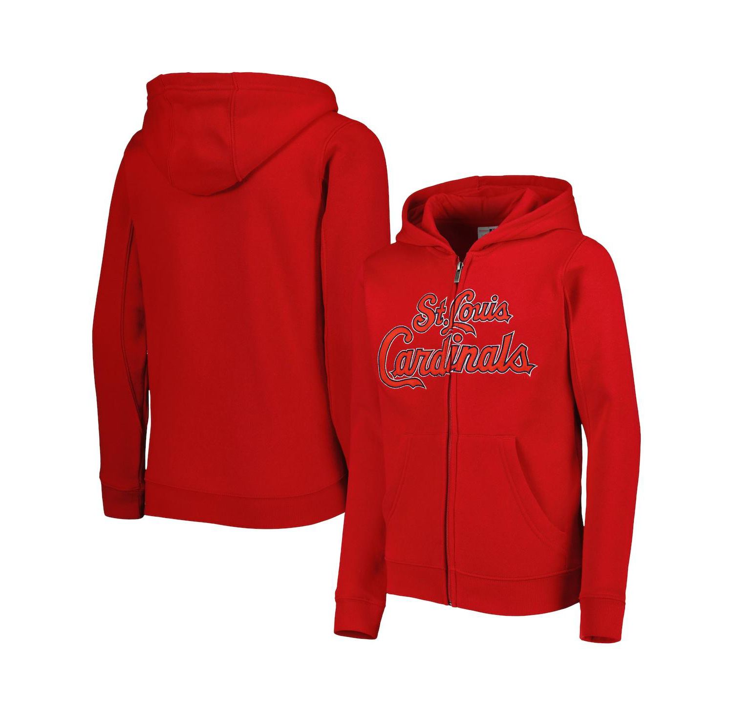 Big Boys and Girls Red St. Louis Cardinals Wordmark Full-Zip Fleece Hoodie