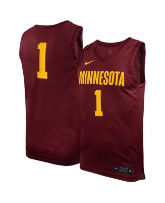 Men's Nike #1 Maroon Minnesota Golden Gophers Team Replica Basketball ...