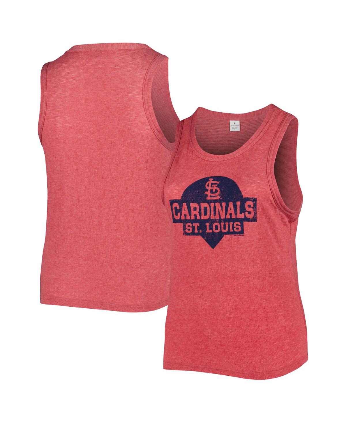 Shop Soft As A Grape Women's  Red St. Louis Cardinals Plus Size High Neck Tri-blend Tank Top