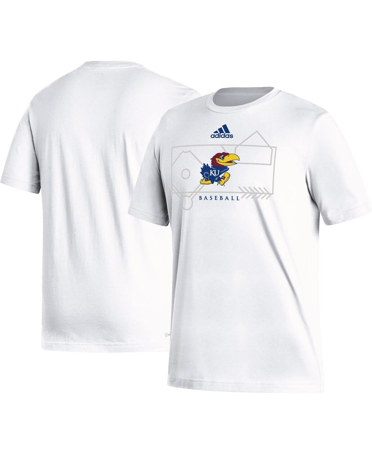 Shop Adidas Originals Men's Adidas White Kansas Jayhawks Locker Lines Baseball Fresh T-shirt