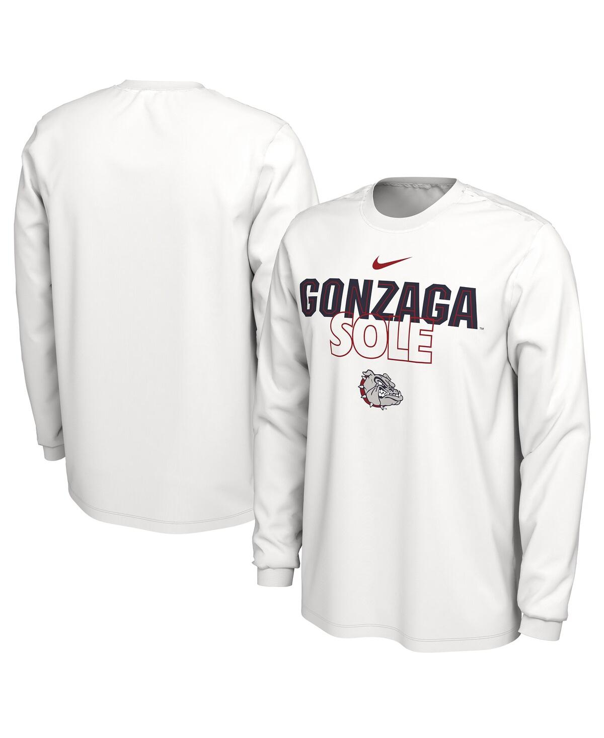 Shop Nike Men's  White Gonzaga Bulldogs On Court Long Sleeve T-shirt
