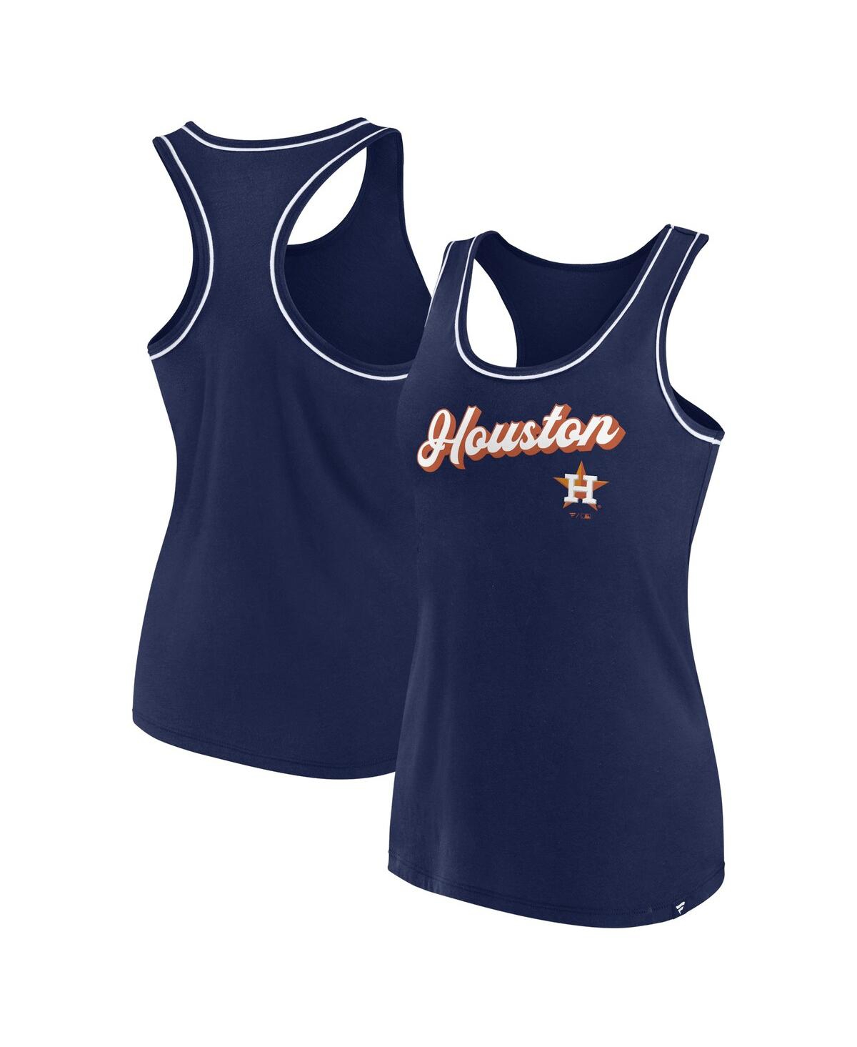 Shop Fanatics Women's  Navy Houston Astros Wordmark Logo Racerback Tank Top