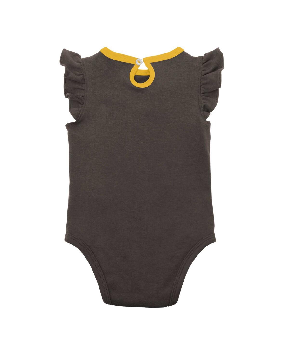 Outerstuff Infant Boys And Girls Brown, Heather Gray San Diego Padres Little Fan Two-pack Bodysuit Set In Brown,heather Gray