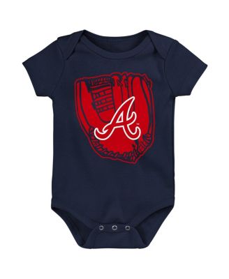 Newborn and Infant Boys and Girls Red, Navy, White Atlanta Braves Minor League Player Three-Pack Bodysuit Set