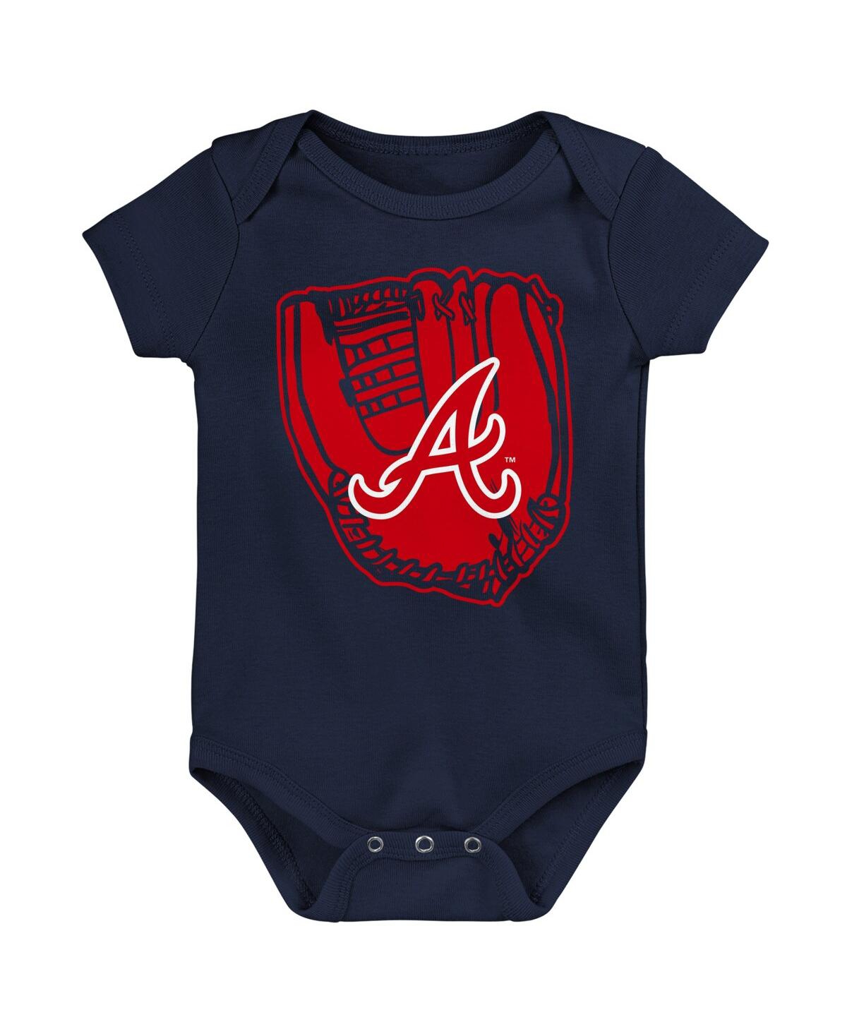 Outerstuff Newborn And Infant Boys And Girls Red, Navy, White Atlanta Braves Minor League Player Three-pack Bod In Red,navy,white