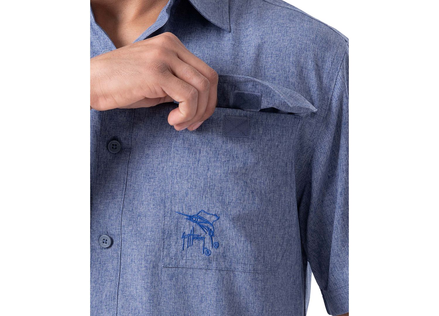 Men's Short Sleeve Heathered Fishing Shirt