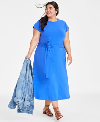 On 34th - Plus Size Tie-Waist Knit Midi Dress