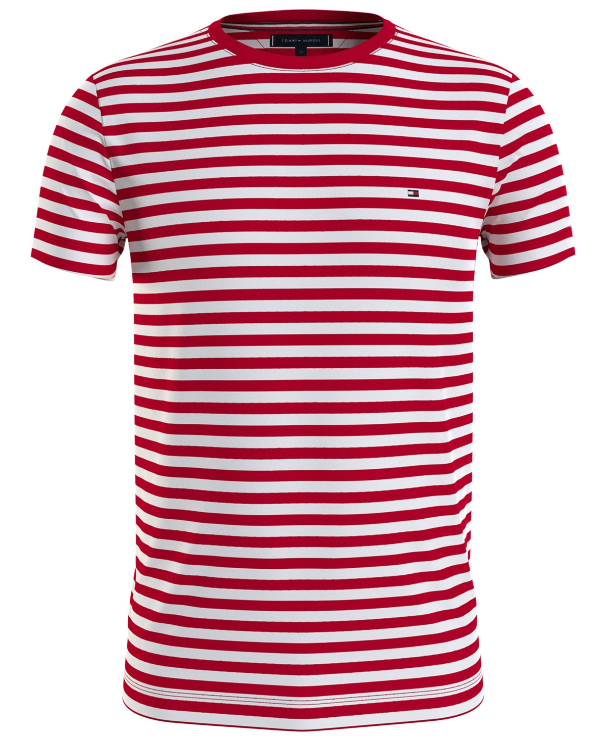 Tommy Hilfiger Men's Th Flex Slim-fit Striped T-shirt In Primary Red,white