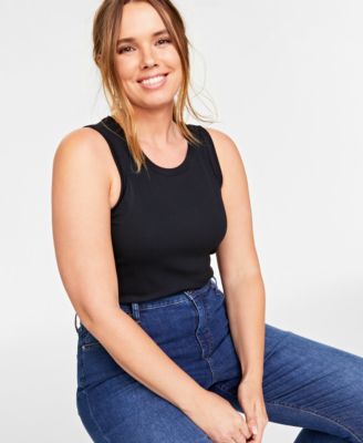 Women's Ribbed High-Neck Tank Top, Created for Macy's
