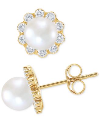 Birthstone Stud Earrings in 14k Gold or 14k White Gold