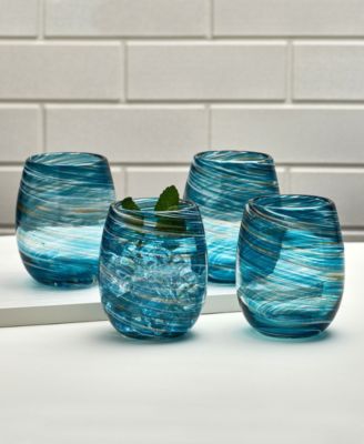 Color Swirl Stemless Glasses, Set of 4