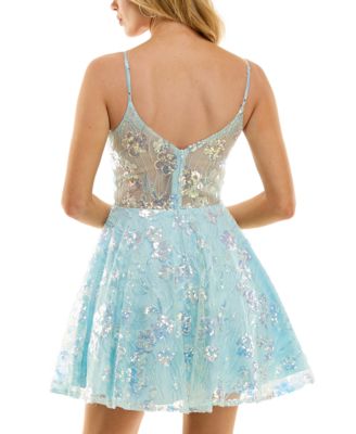 B Darlin Juniors' Bustier Sequined Fit & Flare Dress - Macy's