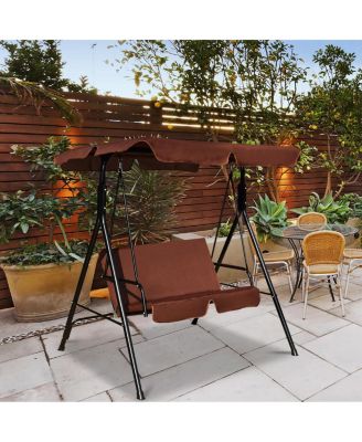 Loveseat Patio Canopy Swing Glider Hammock Cushioned Steel Frame Outdoor