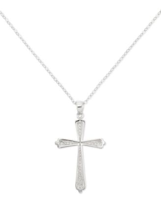 Crystal Cross 18" Pendant Necklace in 10k Gold