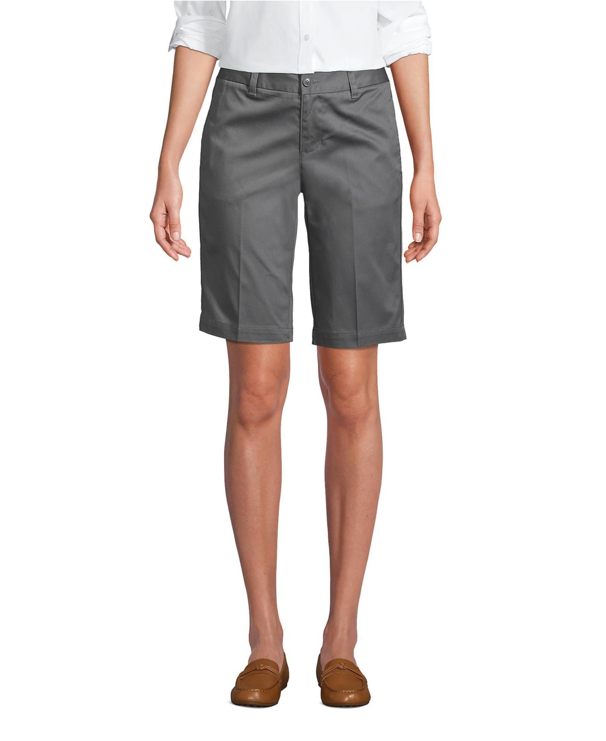Женские Lands' End Women's Plain Front Blend Chino Shorts — фото 1