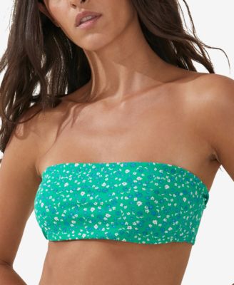 COTTON ON - Women's Printed Bandeau Removable-Strap Bikini Top
