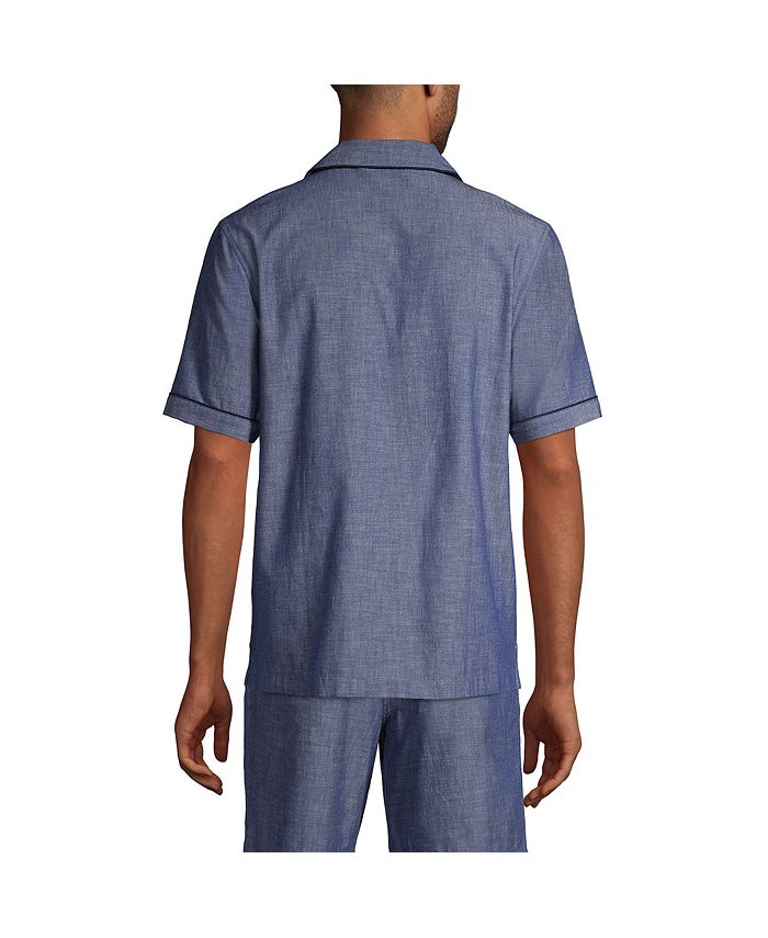 Lands' End Men's Short Sleeve Poplin Pajama Shirt & Reviews - Men - Macy's