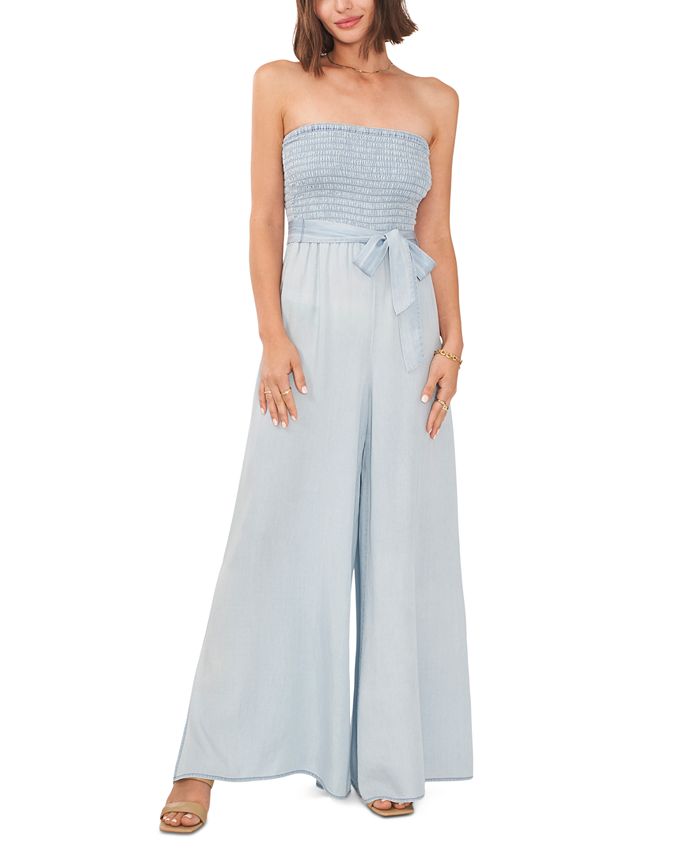 Off the shoulder smocked hot sale jumpsuit