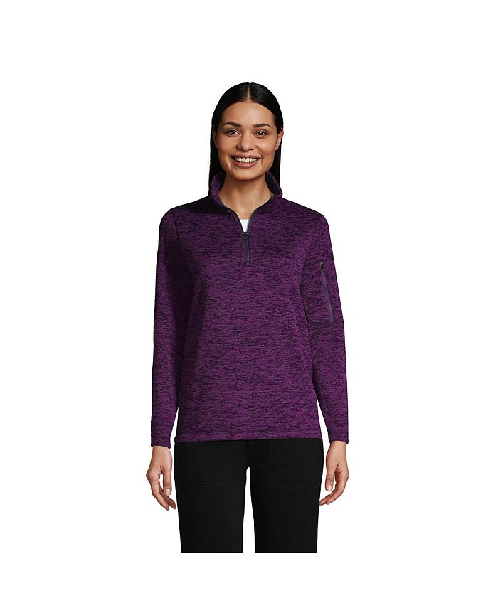 Lands' End Women's Sweater Fleece Quarter Zip Pullover Macy's