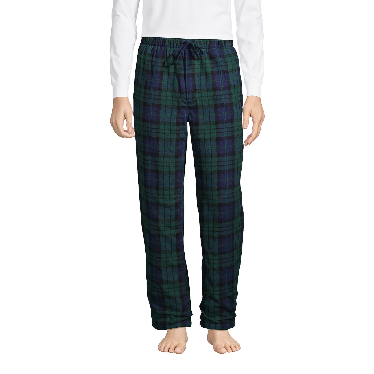 Men's High Pile Fleece Lined Flannel Pajama Pants - Rich red multi tartan