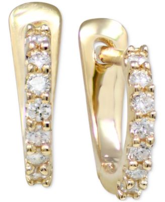 Anzie - Diamond Huggie Extra Small Hoop Earrings (1/10 ct. t.w.) in 14k Gold, 0.37"