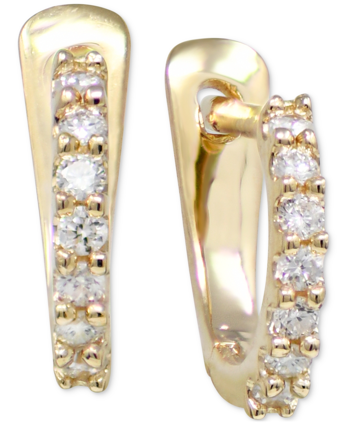 Anzie Diamond Huggie Extra Small Hoop Earrings (1/10 ct. t.w.) in 14k Gold, 0.37"