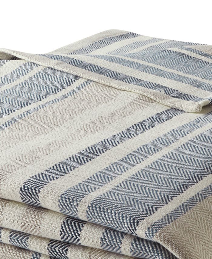 Eddie Bauer Herringbone Stripe Cotton Reversible Blanket, King Macy's