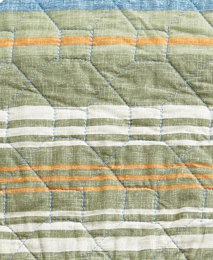 Eddie Bauer Yakima Valley Stripe Persimmon Reversible 3 Pc Quilt Set