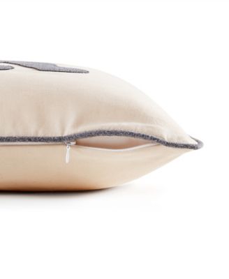 Bear Applique Grey Felt Decorative Pillow, 16" x 20"