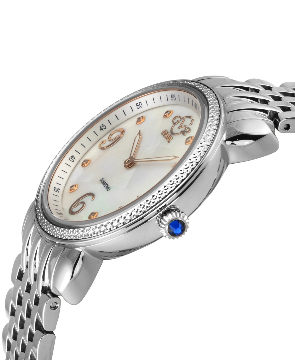 GV2 by Gevril Women's Ravenna Swiss Quartz Silver-Tone Stainless Steel Watch 37mm