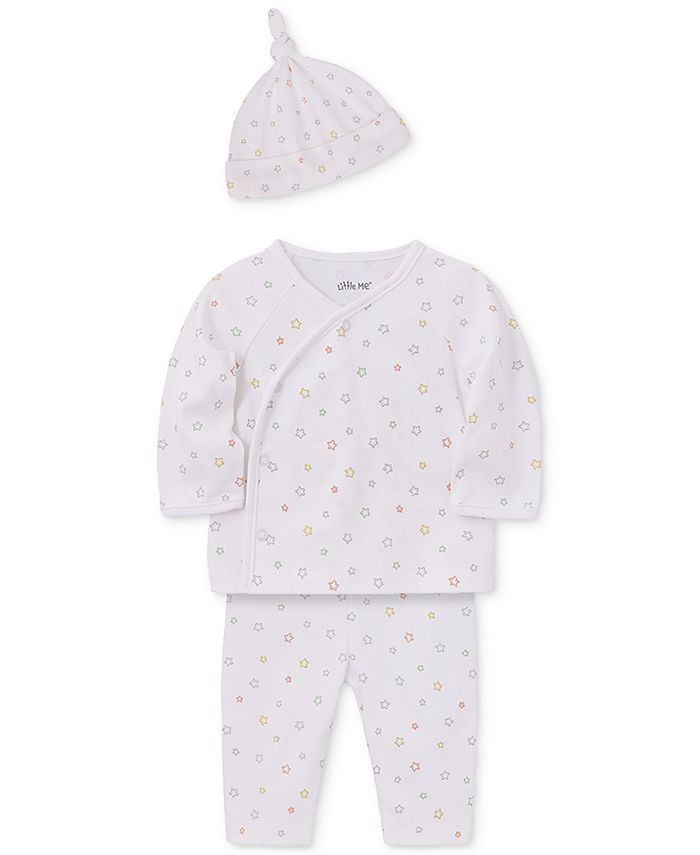 Little Me Baby Boys Long Sleeved Top, Pants and Hat, 3 Piece Set - Macy's