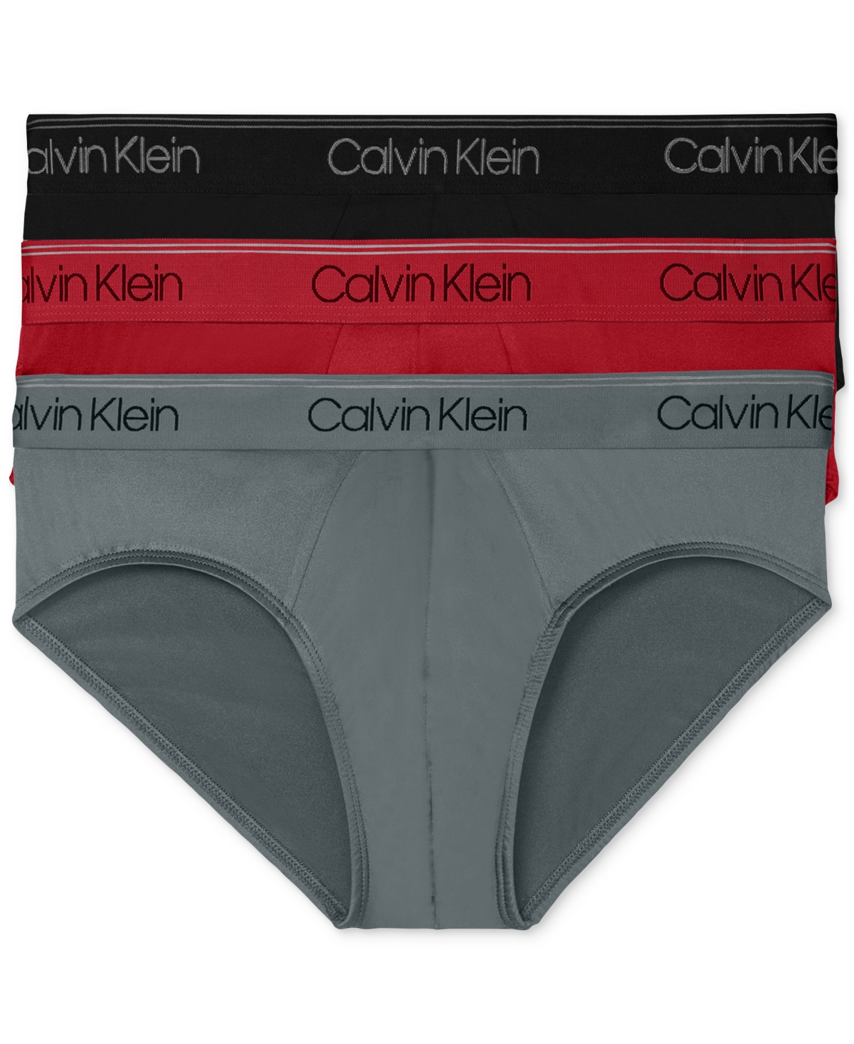 Calvin Klein Men's 3-pack Microfiber Stretch Low-rise Briefs Underwear In Grey