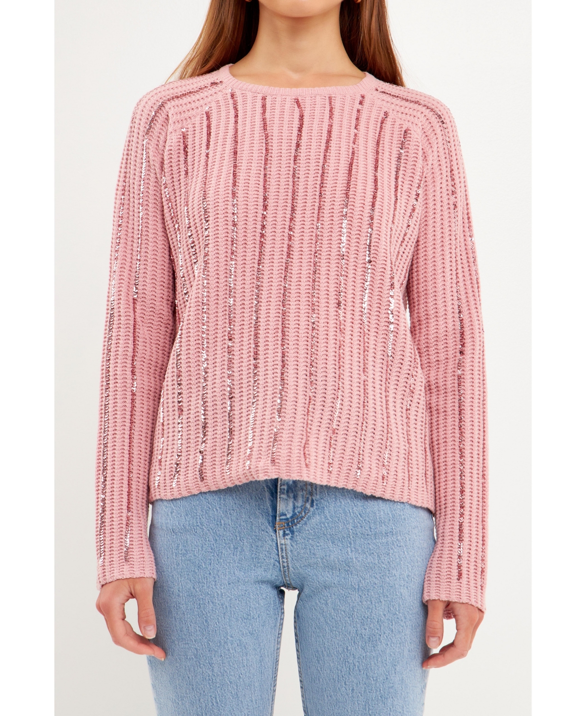 Endless Rose Sequin Detail Sweater In Pink