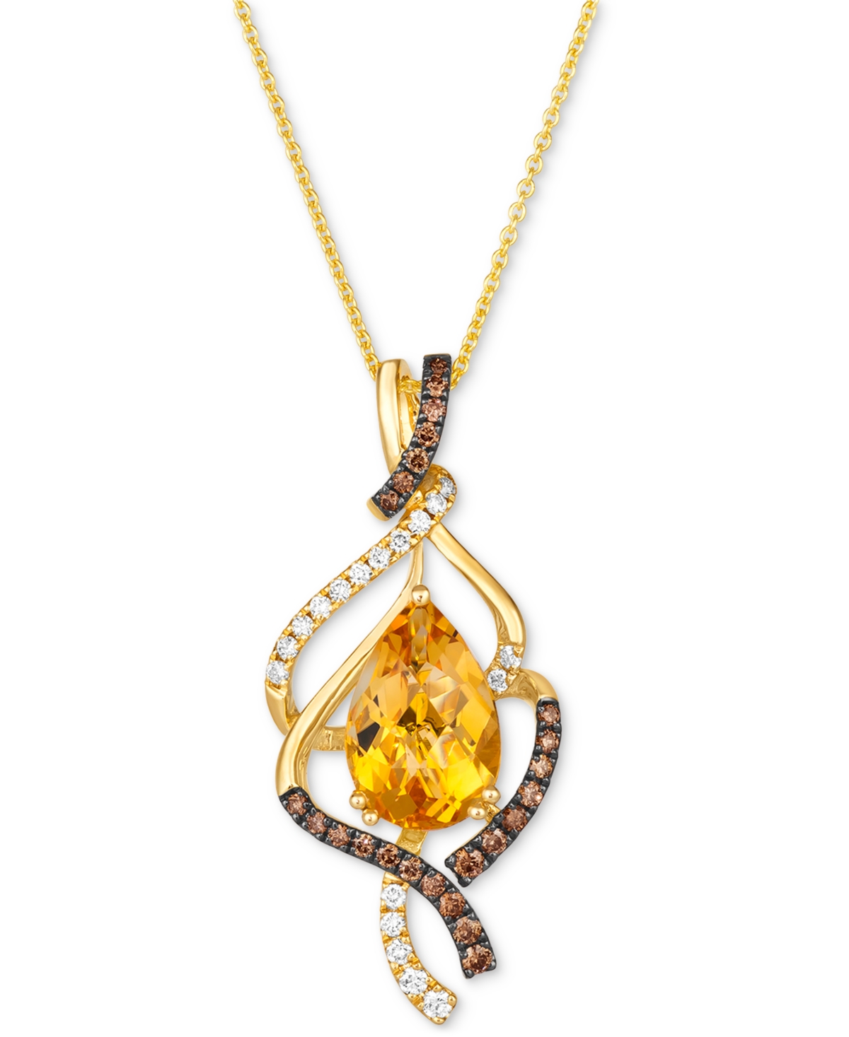 Le Vian Cinnamon Citrine (2-5/8 Ct. T.w.) & Diamond (3/8 Ct. T.w.) Swirl Pendant Necklace In 14k Gold, 18" + In No Color
