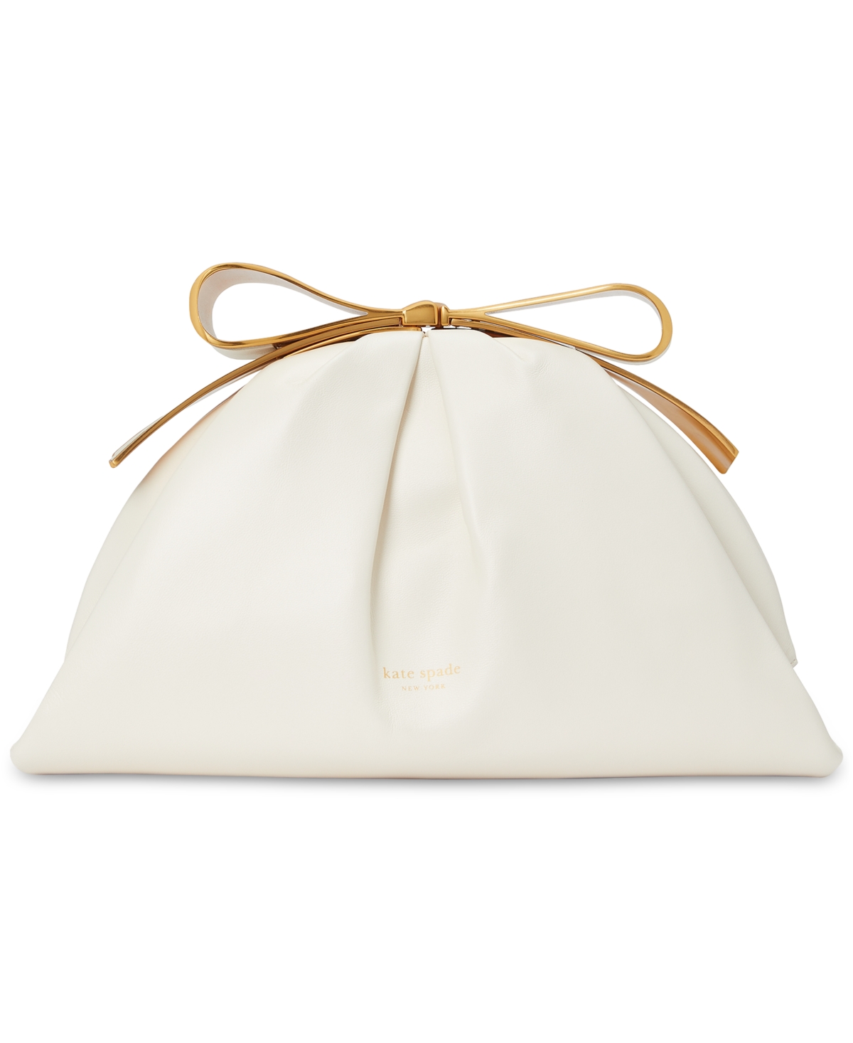 Kate Spade New York Medium Bridal Pearlized Leather Bow Frame Clutch In Cream.