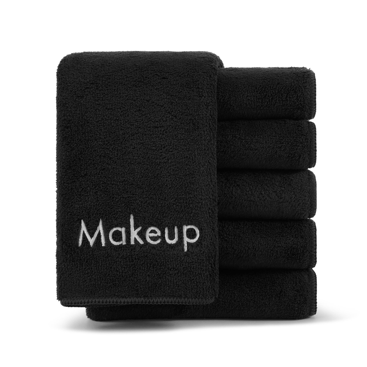 Arkwright Home Makeup Remover Wash Cloths (Pack of 6), Soft Coral Fleece Microfiber Washcloths for Make Up, Embroidered, 13 x 13 in. Color Options - B